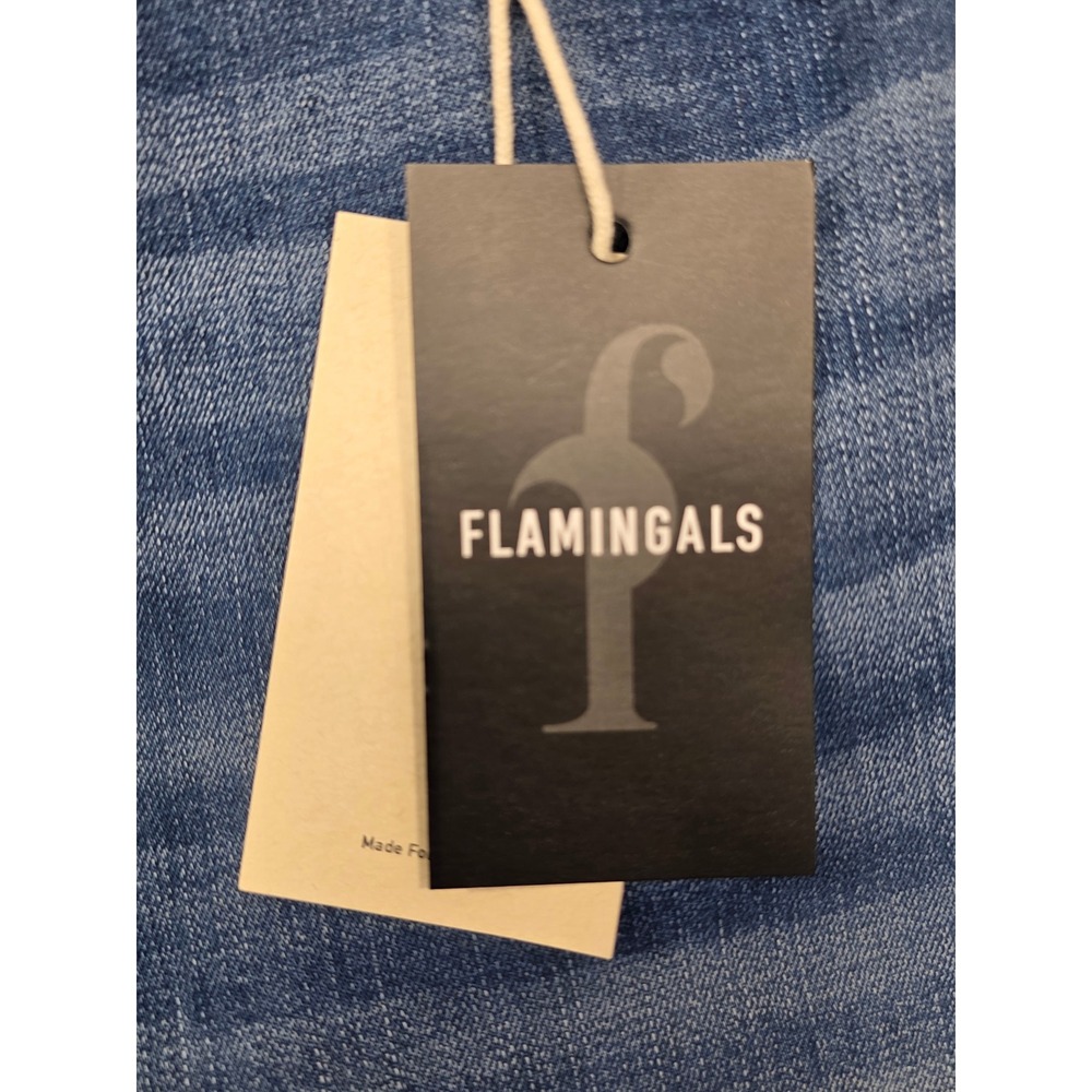 Flamingals Womens Straight Leg Jeans Medium Wash Blue Stretch Denim Size L NEW - Picture 2 of 5